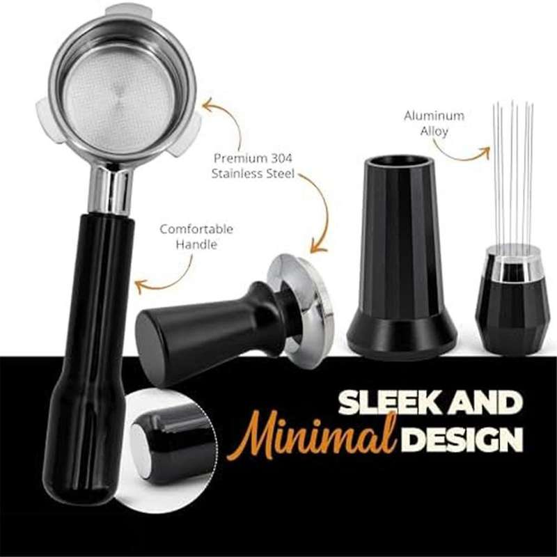54mm Portafilter Espresso Kit Set -stainless Steel & Aluminum Alloy Wdt Tool & Precision Tamper with