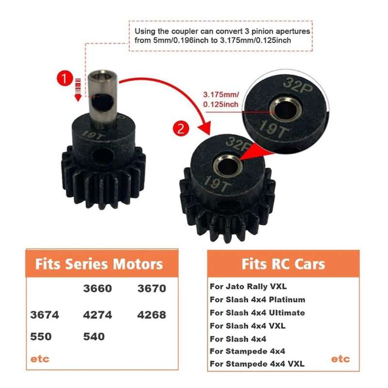 54T 0.8 32 Pitch Steel 3956 Spur Gear with 15T/17T/19T Gear Sets for Slash 4WD/2WD/VXL Part