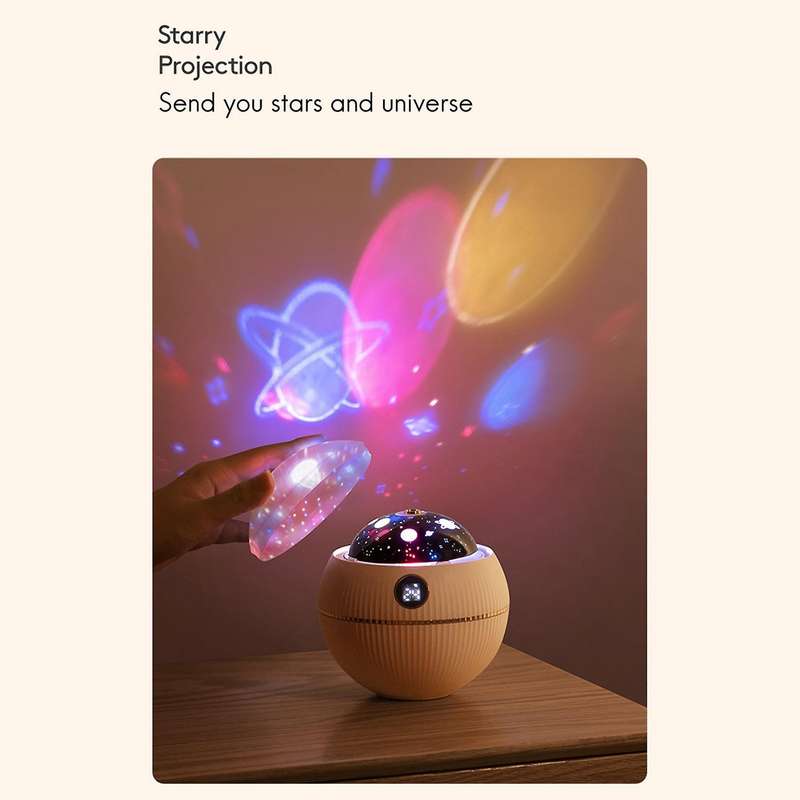 550Ml USB Air Humidifier with Projection Lamp Rechargeable 2000MAh Battery Wireless Essential Oil Di