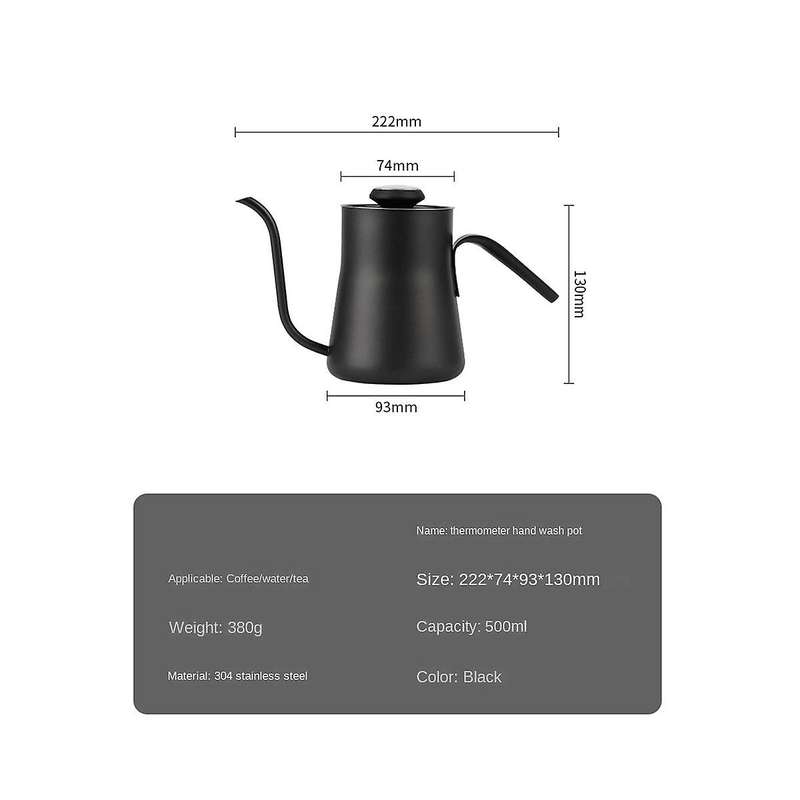 550ml Stainless Steel Coffee Drip Kettle with Thermometer Gooseneck Pour Over Coffee Tea Pot Coffee