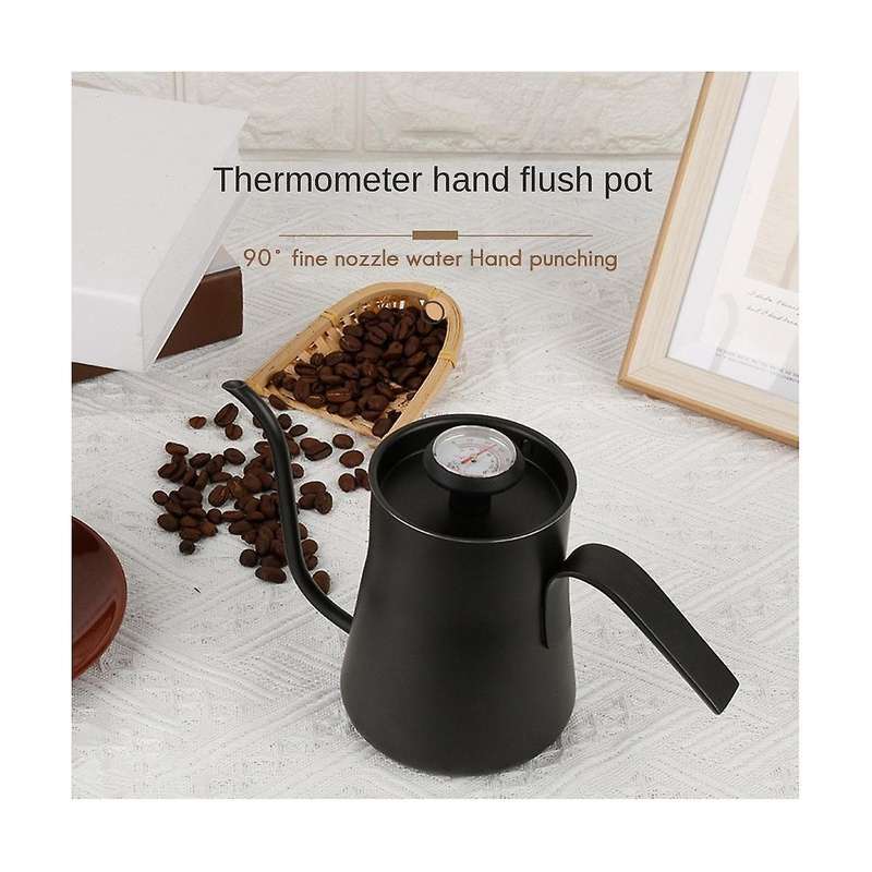 550ml Stainless Steel Coffee Drip Kettle with Thermometer Gooseneck Pour Over Coffee Tea Pot Coffee