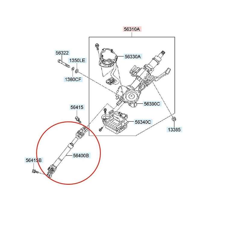 56400d3000 Steering Column Universal Joint Shaft Auto for 2015-2020, 2016-2021