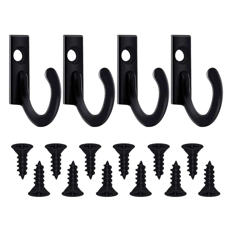 58 Pcs Single Robe Hooks Coat Hooks and 65 Pieces Screws for Hanging Key Hooks Jewelry (black)