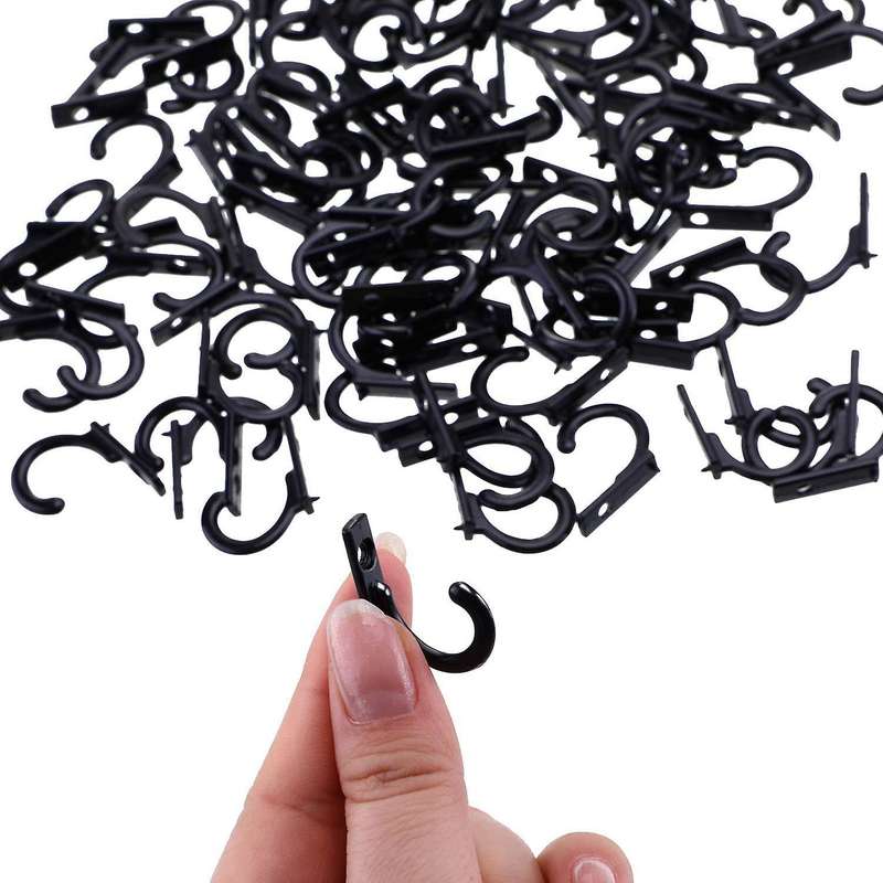 58 Pcs Single Robe Hooks Coat Hooks and 65 Pieces Screws for Hanging Key Hooks Jewelry (black)