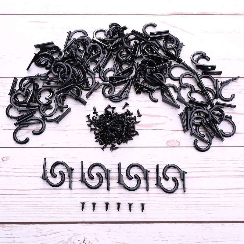 58 Pcs Single Robe Hooks Coat Hooks and 65 Pieces Screws for Hanging Key Hooks Jewelry (black)