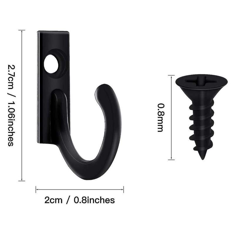 58 Pcs Single Robe Hooks Coat Hooks and 65 Pieces Screws for Hanging Key Hooks Jewelry (black)