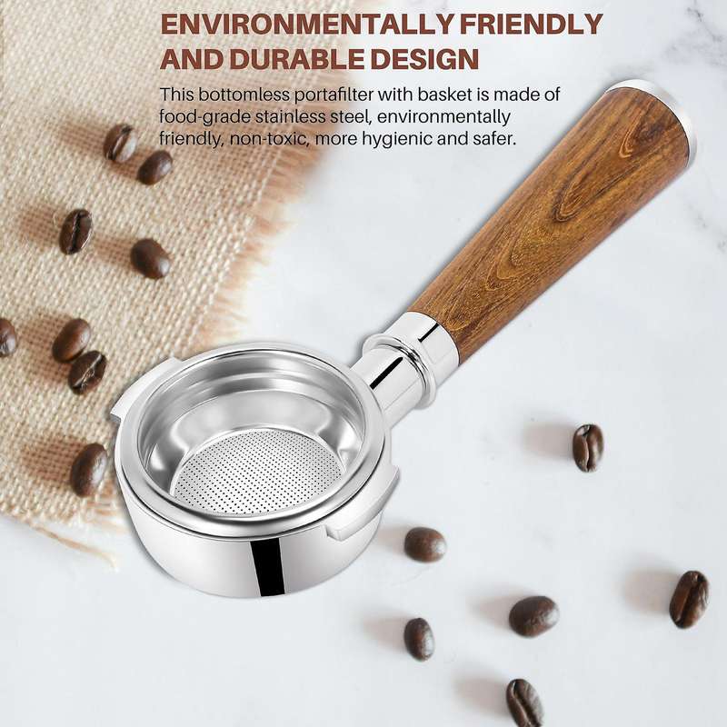 58mm Bottomless Portafilter Compatible with Expobar, , Rancilio, Faema and Wega with 1 Cup Filter Ba