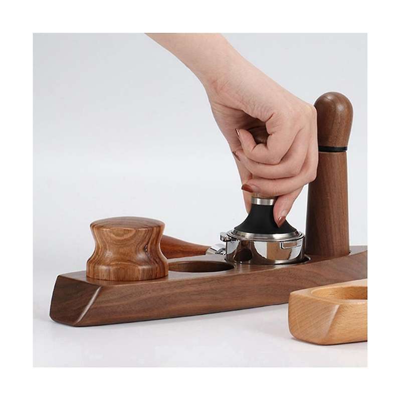 58mm Beech Wood Coffee Powder Hammer Base Coffee Filter Screen Holder Coffee Maker Support Base Rac