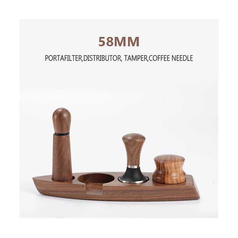 58mm Beech Wood Coffee Powder Hammer Base Coffee Filter Screen Holder Coffee Maker Support Base Rac