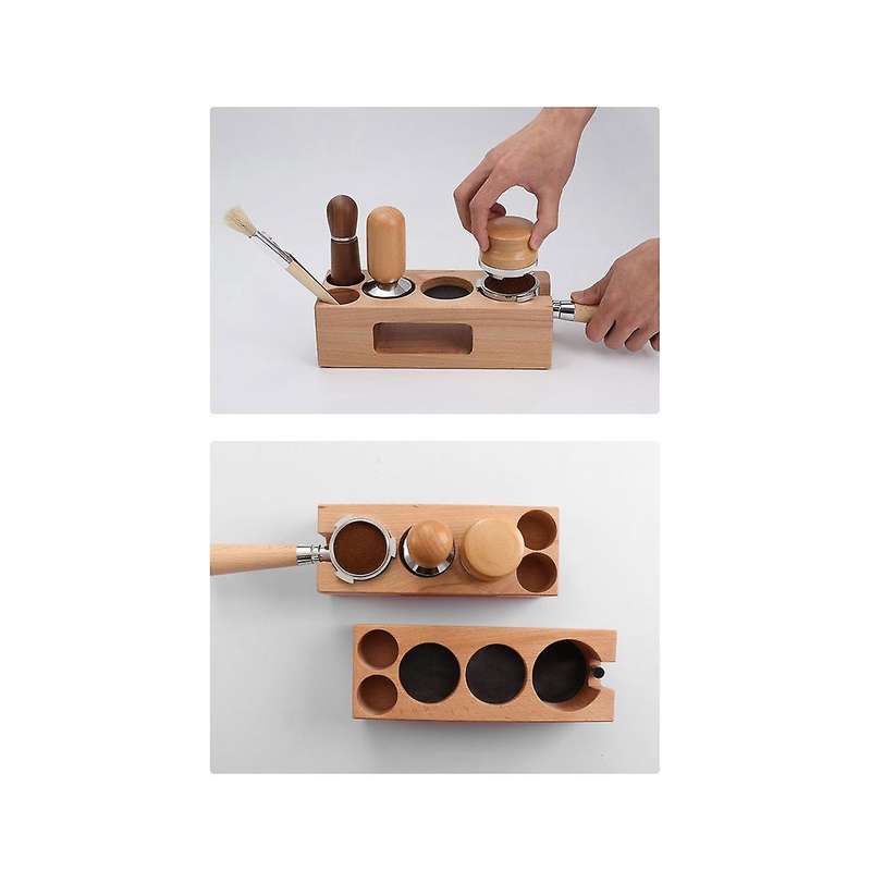 58mm Coffee Tamper Holder Wooden Filling Support Base Espresso Tamper Mat Station Filter Stands Bar