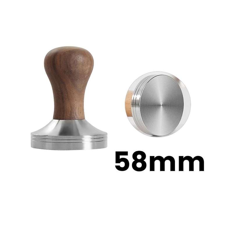 58mm Coffee Press Tool Elastic Coffee Tamper with 304 Stainless Steel Base & Solid Wood Handle Coff