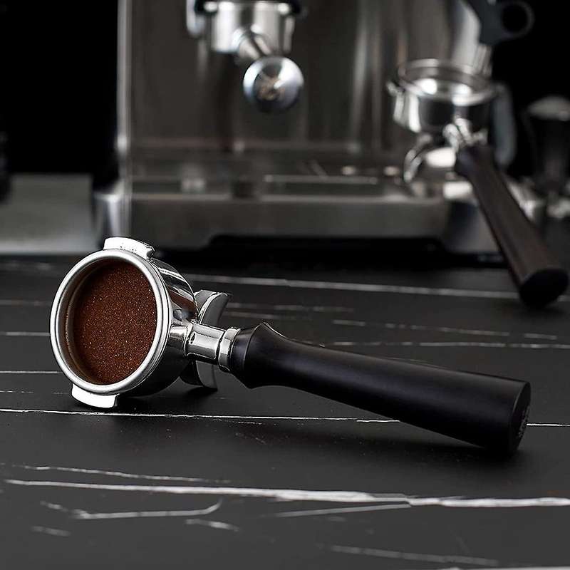 58mm Espresso Portafilter, Bottomless Coffee Portafilter Stainless Steel and Solid Wooden Handle for