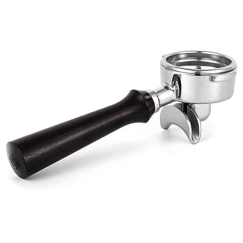 58mm Espresso Portafilter, Bottomless Coffee Portafilter Stainless Steel and Solid Wooden Handle for