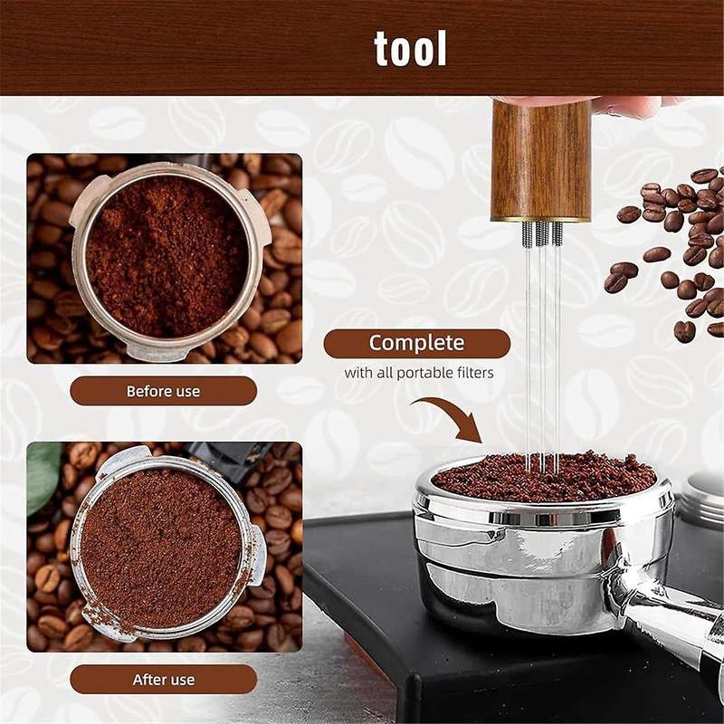 58mm Espresso Tool Kit with WDT Tool and Filter, Stainless Steel Base Tamper, Gift for Coffee Lover