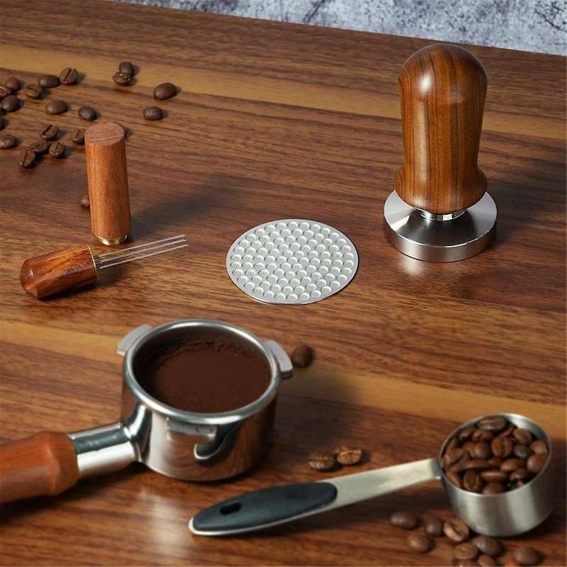 58mm Espresso Tool Kit with WDT Tool and Filter, Stainless Steel Base Tamper, Gift for Coffee Lover