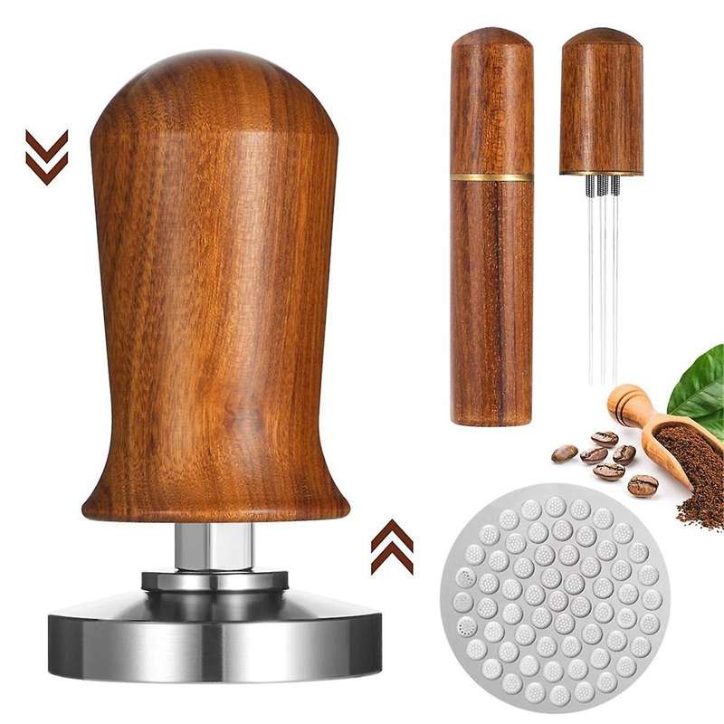 58mm Espresso Tool Kit with WDT Tool and Filter, Stainless Steel Base Tamper, Gift for Coffee Lover