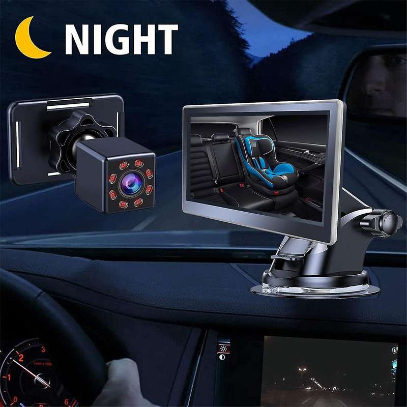 5Inch HD1080P Back Seat Baby Car with HD Camera Function Car Mirror Display Reusable Sucker Bracket