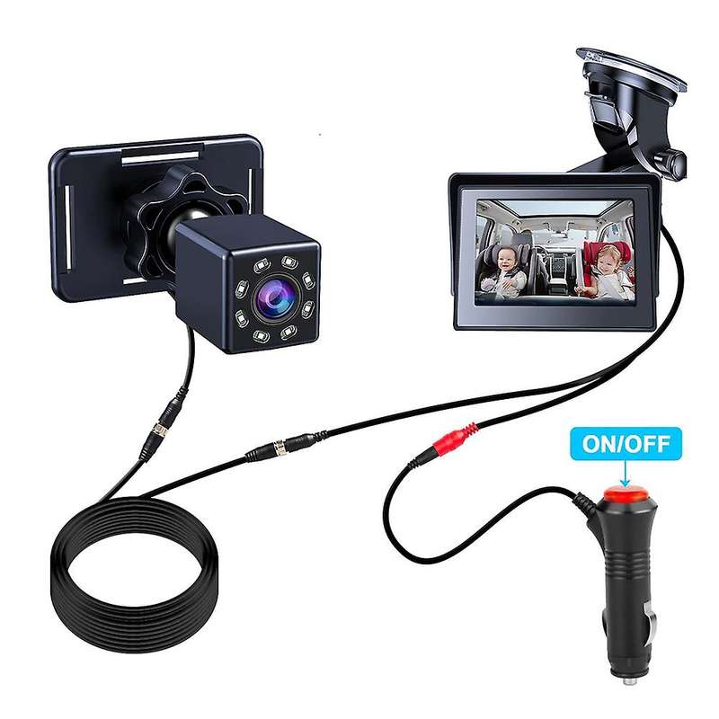 5Inch HD1080P Back Seat Baby Car with HD Camera Function Car Mirror Display Reusable Sucker Bracket