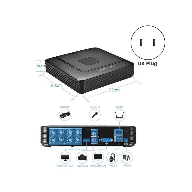 5-in-1 Mini Ahd Dvr Tvi Cvi Cvbs Ip Camera Hybrid Recorder 8ch Home Secuirty Dvr Cctv System-us Plu