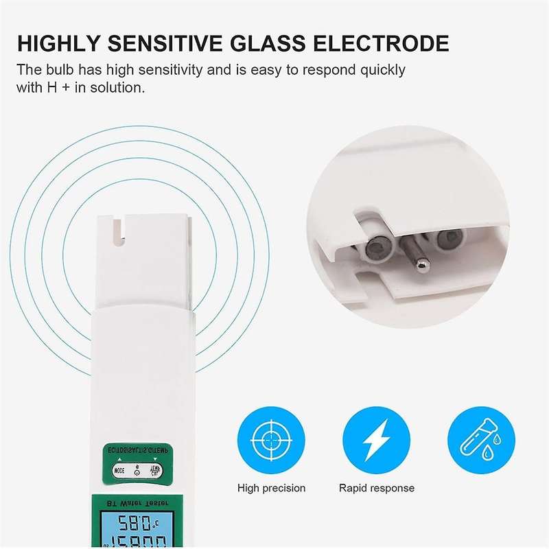 5-In-1 Water Quality Tester EC TDS SALT SG TEMP Digital Detector Portable Bluetooth Water Quality Te