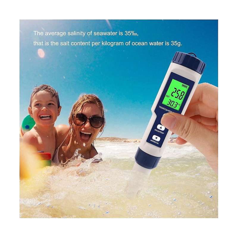5-in-1 Digital Water Quality Tester TDS/EC/PH/Salinity/Temperature Meter for Pools Aquariums Drinkin