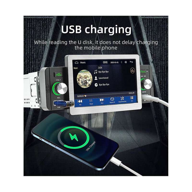 5inch Car Touch Screen Wireless Carplay Android Auto Car Portable Radio Bluetooth Mp5 Fm Receiver T