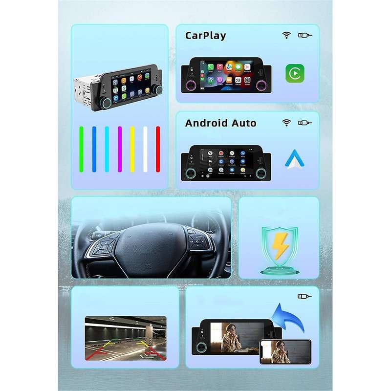 5-Inch Car MP5 Player Wireless CarPlay Android Car Portable Radio Audio System Host 1 Din Auto Car N