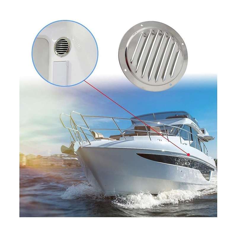 5Inch Round Louvered , 316 Stainless Steel Marine Boat Vent Cover, 2 Pcs