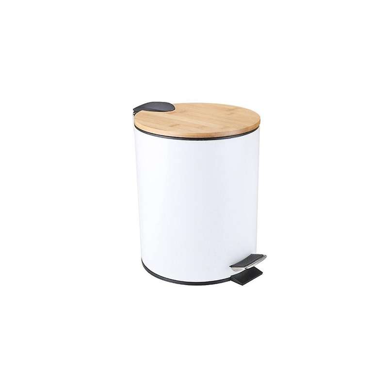 5l Round Foot Trash Can, White Household Trash Can with Lid, Suitable for Kitchen, Bedroom and Livin