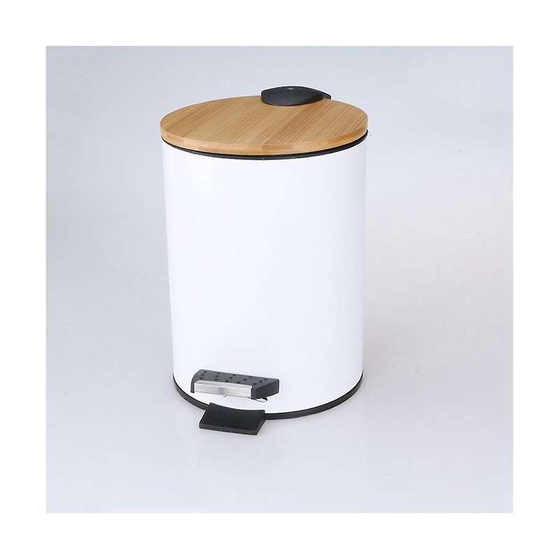 5l Round Foot Trash Can, White Household Trash Can with Lid, Suitable for Kitchen, Bedroom and Livin