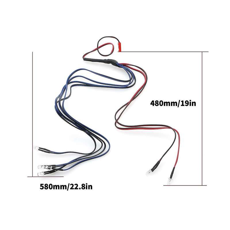 5mm 6 Led Light Kit 4 Blue 2 Red 5mm with Conversion Cable for 1/10 1/8 Axial Scx10 Trx4 D90 Rc Car