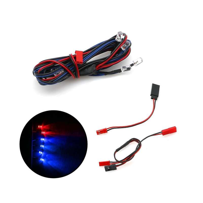 5mm 6 Led Light Kit 4 Blue 2 Red 5mm with Conversion Cable for 1/10 1/8 Axial Scx10 Trx4 D90 Rc Car