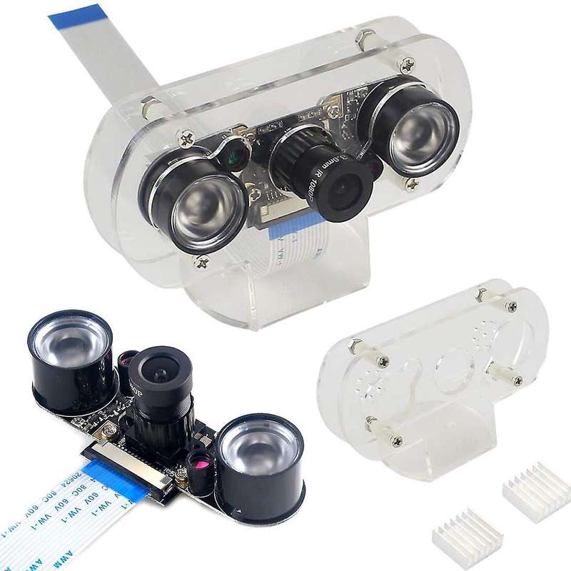 5mp Camera Module for Raspberry Pi 4b/3b+/3b/2b Infrared Night Vision 1080p Camera with Holder Case