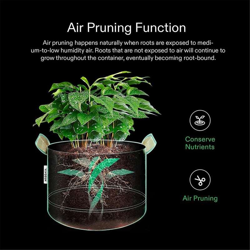 5-Pack 7 Gallons Grow Bags Heavy Duty Thickened Nonwoven Fabric Pots with Strap Handles Tan