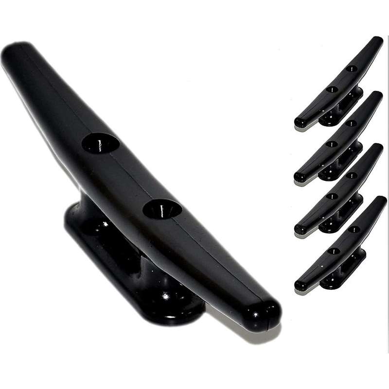 5Pack Black Nylon Boat Cleat 8Inch - Rope Cleat, Kayak, Boat Dock Cleats - Perfect for Marine, Deck,