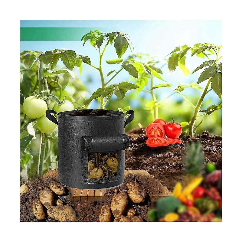 5packs 10 Gallon Potato Grow Bag, Heavy Duty Potato Bags for Growing Potatoes Fabric Potato Grow Ba