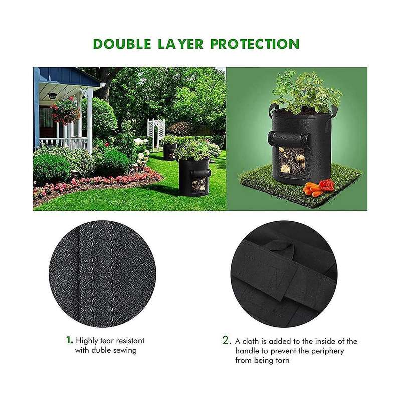 5packs 10 Gallon Potato Grow Bag, Heavy Duty Potato Bags for Growing Potatoes Fabric Potato Grow Ba