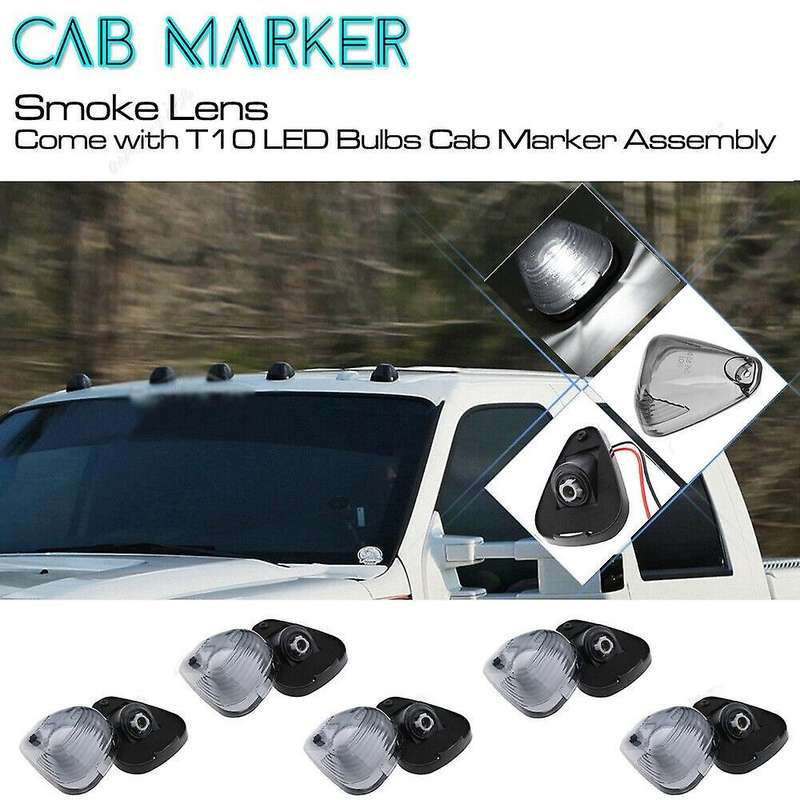 5Packs Cab Marker Light White Lens Roof Running Lightsw/Wiring for F250 F350 F450 F550 F65 E150 1999