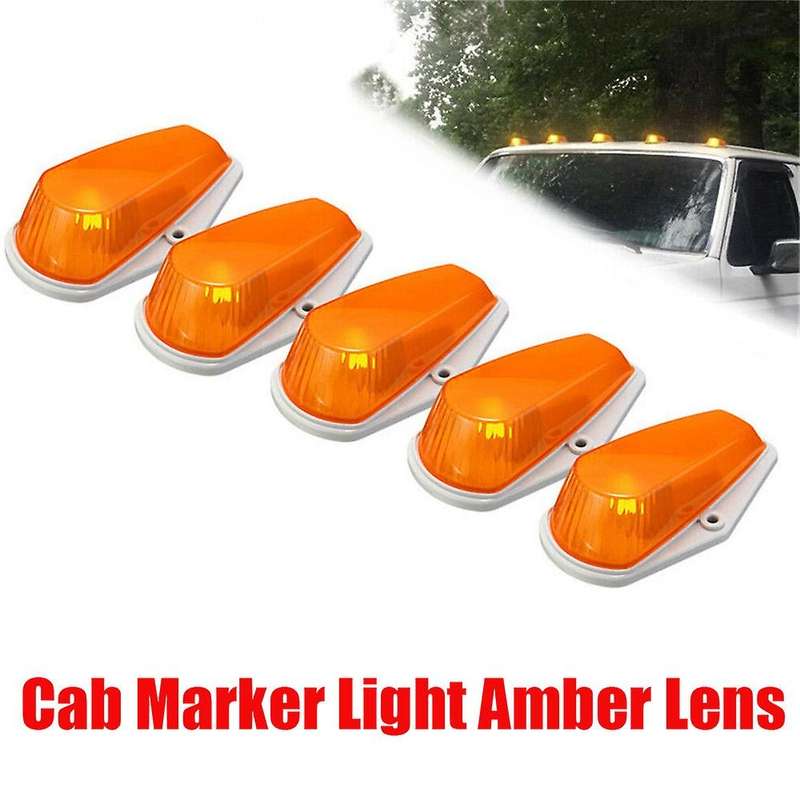 5Packs Cab Marker Light Amber Lens LED Cab Roof Running Lights W/Wiring Pack for 1973-1997 Pickup