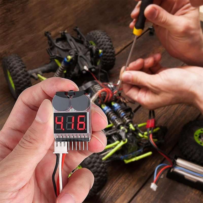 5PCS 2 In1 1-8S Lipo Battery Voltage Tester, RC Low Voltage Buzzer Alarm, Battery Monitor Checker Te