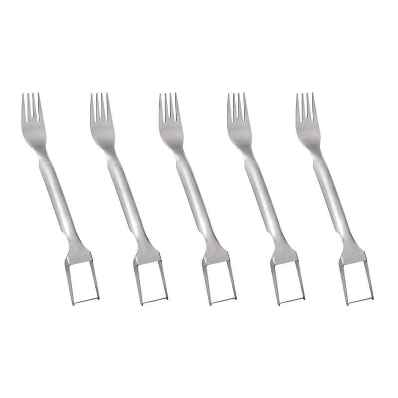 5Pcs 2-In-1 Stainless Steel Fruit Cutter Dual Head Fruit Forks Slicer Knife Watermelon Fork Slicer C