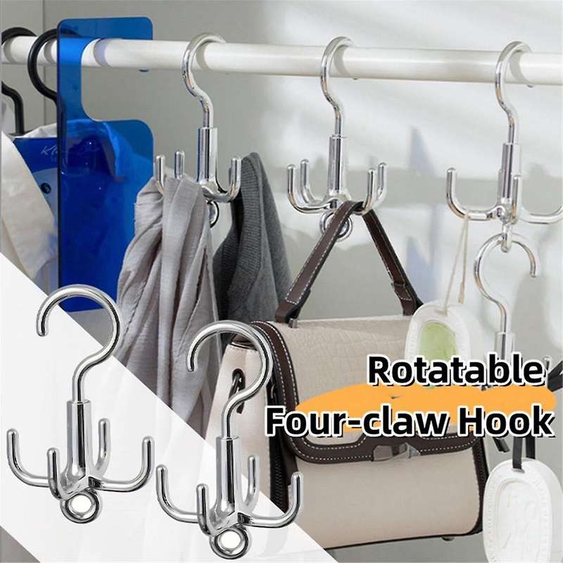 5PCS 360 Rotating Hanger Hooks Space Saving Wardrobe Organizer Clothes Rack Bag Shoes Scarf Hanger H