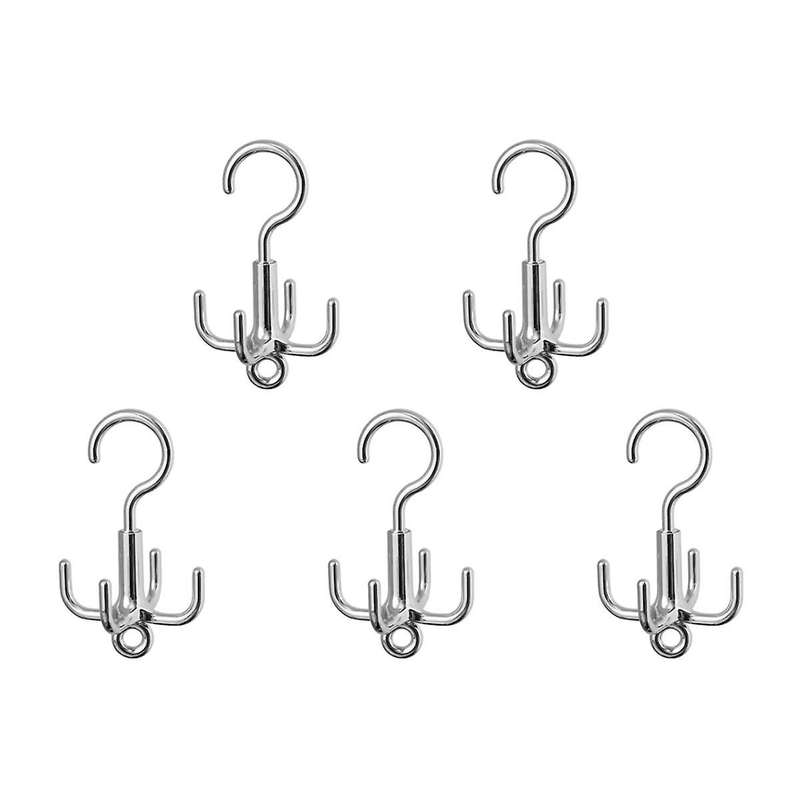 5PCS 360 Rotating Hanger Hooks Space Saving Wardrobe Organizer Clothes Rack Bag Shoes Scarf Hanger H