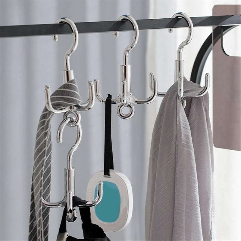 5PCS 360 Rotating Hanger Hooks Space Saving Wardrobe Organizer Clothes Rack Bag Shoes Scarf Hanger H