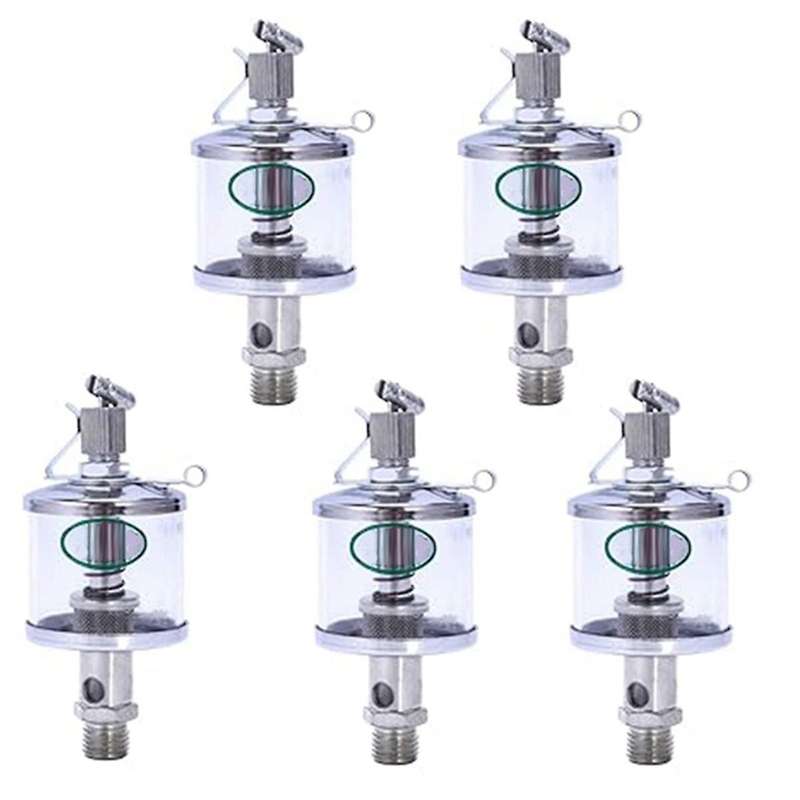 5pcs 50ml Engine Oil Gravity Drip Injectors, Needle Valve Oil Cups, Glass Oil Cups, Machine Tool Oi