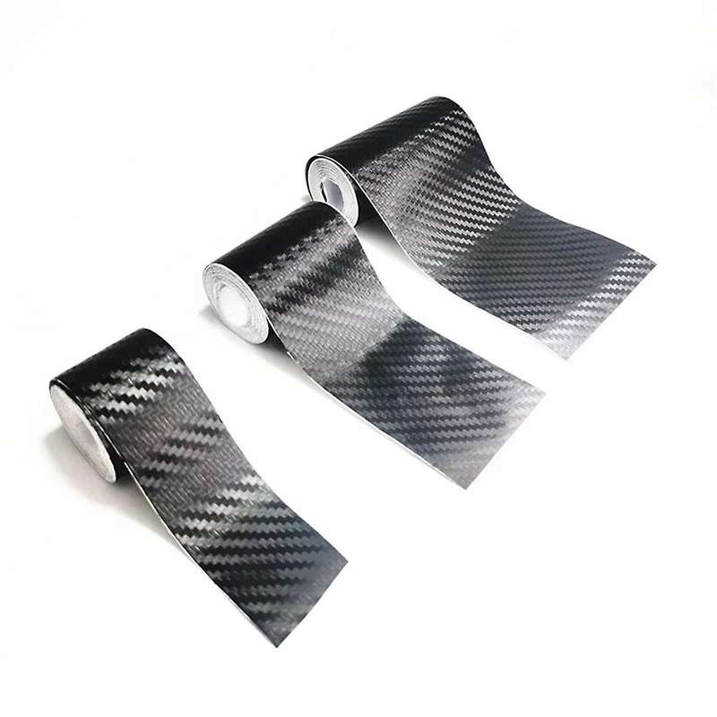 5pcs 3D Carbon Fiber Stickers Car Paste Protector Strip Auto Door Side Anti Scratch Tape Waterproof