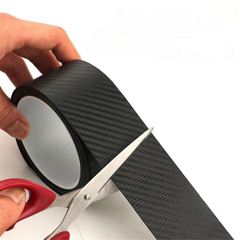 5pcs 3D Carbon Fiber Stickers Car Paste Protector Strip Auto Door Side Anti Scratch Tape Waterproof