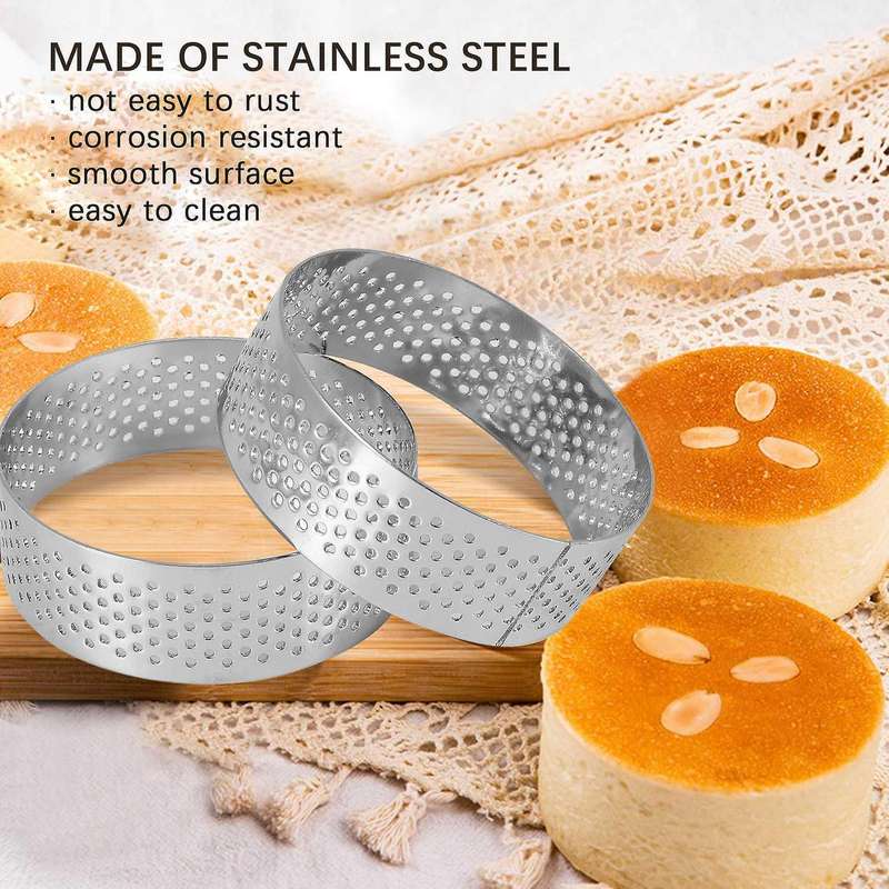 5Pcs 6cm Circular Tart Ring Dessert Stainless Steel PerCompatibleation Fruit Pie Quiche Cake Mousse