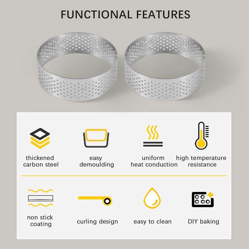 5Pcs 6cm Circular Tart Ring Dessert Stainless Steel PerCompatibleation Fruit Pie Quiche Cake Mousse