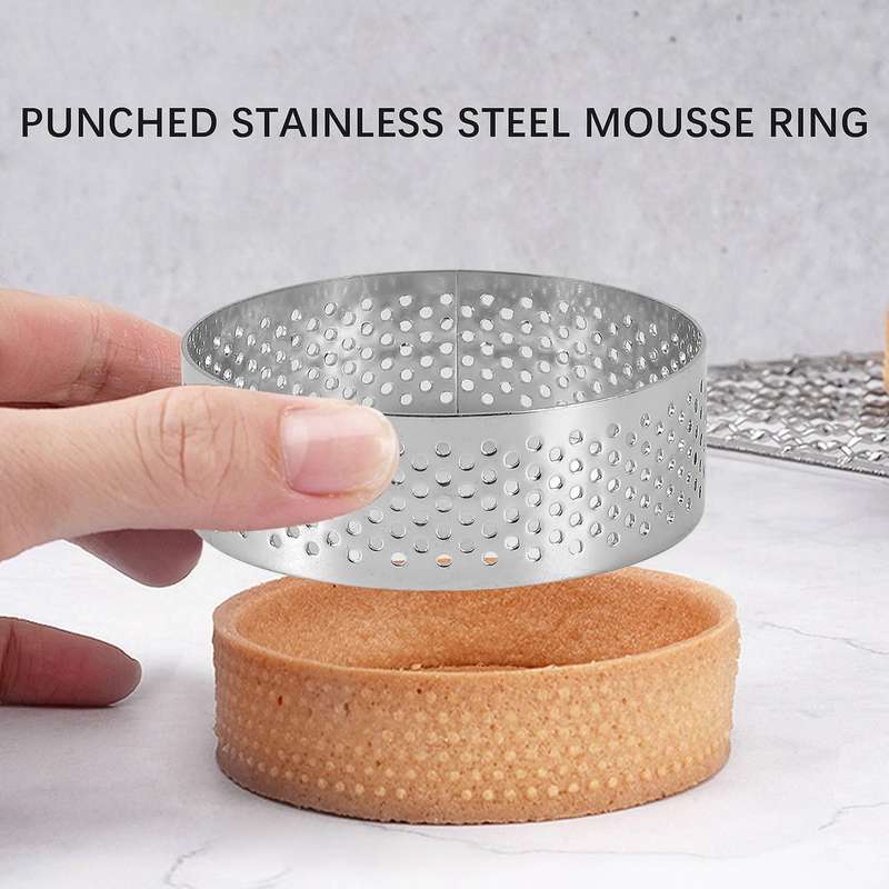 5Pcs 6cm Circular Tart Ring Dessert Stainless Steel PerCompatibleation Fruit Pie Quiche Cake Mousse